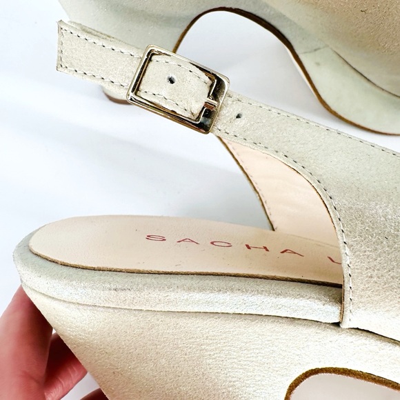 🔥SOLD🔥Sacha London Elga Champagne Metallic Open Toe Sling Back Platform - Picture 6 of 8